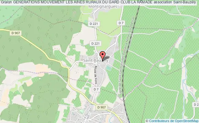 plan association Generations Mouvement Les Aines Ruraux Du Gard Club La Ramade Saint-Bauzély
