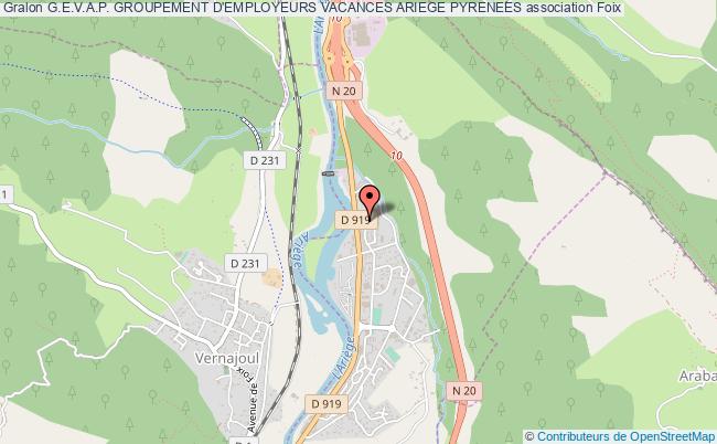 plan association G.e.v.a.p. Groupement D'employeurs Vacances Ariege Pyrenees Foix
