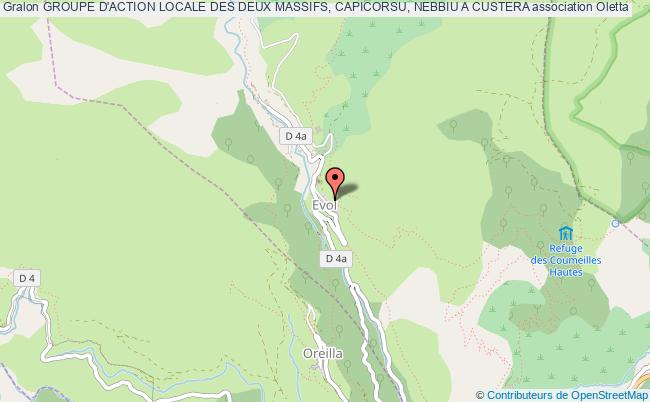 plan association Groupe D'action Locale Des Deux Massifs, Capicorsu, Nebbiu A Custera Oletta