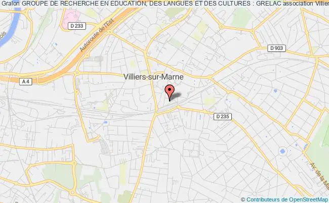 plan association Groupe De Recherche En Education, Des Langues Et Des Cultures : Grelac Villiers-sur-Marne