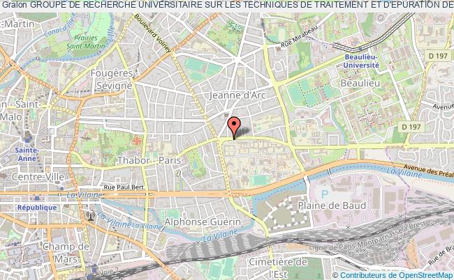 plan association Groupe De Recherche Universitaire Sur Les Techniques De Traitement Et D'epuration De L'eau (gruttee) Rennes