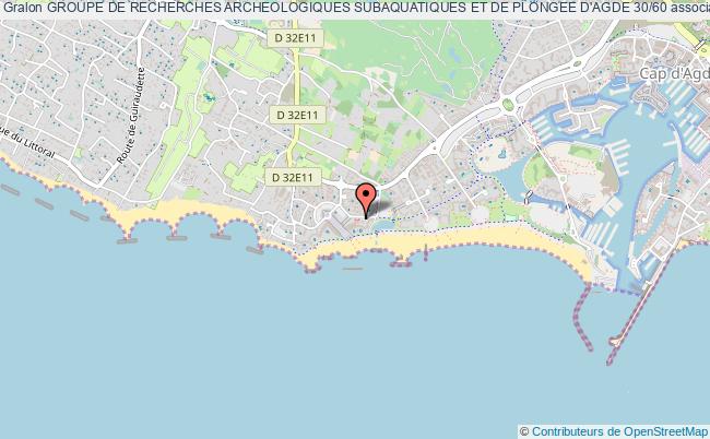 plan association Groupe De Recherches Archeologiques Subaquatiques Et De Plongee D'agde 30/60 Agde
