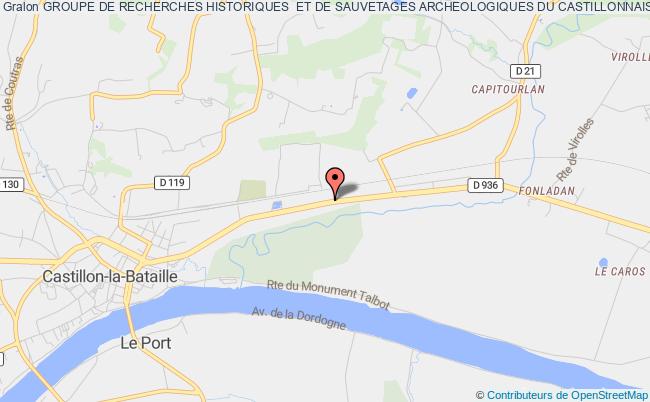 plan association Groupe De Recherches Historiques  Et De Sauvetages Archeologiques Du Castillonnais - Grhesac Castillon-la-Bataille