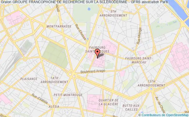 plan association Groupe Francophone De Recherche Sur La Sclerodermie - Gfrs Paris