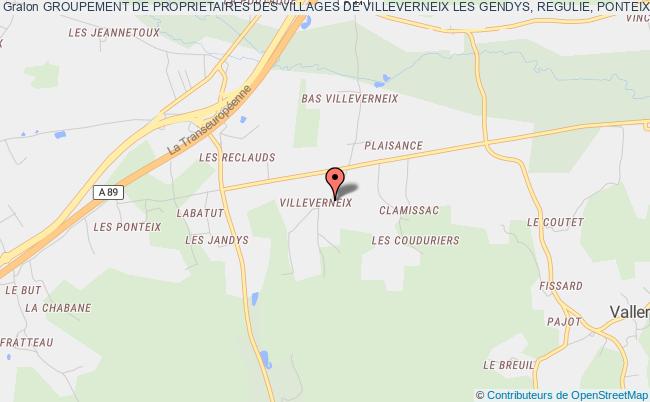 plan association Groupement De Proprietaires Des Villages De Villeverneix Les Gendys, Regulie, Ponteix Neuvic