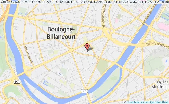 plan association Groupement Pour L'amelioration Des Liaisons Dans L'industrie Automobile (g.a.l.i.a.) Boulogne-Billancourt