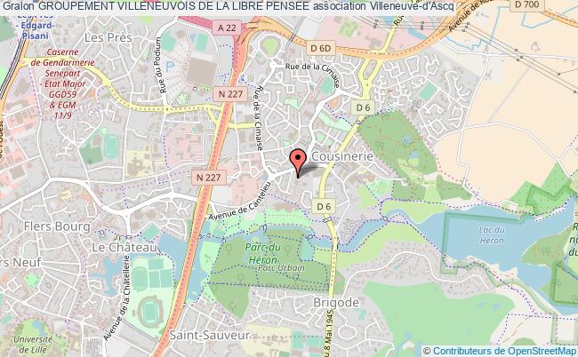 plan association Groupement Villeneuvois De La Libre Pensee Villeneuve-d'Ascq