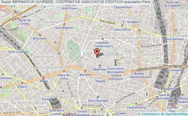 plan association Imprimatur Ouvriere, CoopÉrative Associative D'Édition Paris 18e