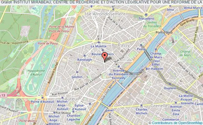 plan association Institut Mirabeau, Centre De Recherche Et D'action Legislative Pour Une Reforme De La Legitime Defense Paris 16e