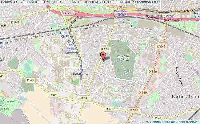 plan association J S K-france Jeunesse Solidarite Des Kabyles De France Lille