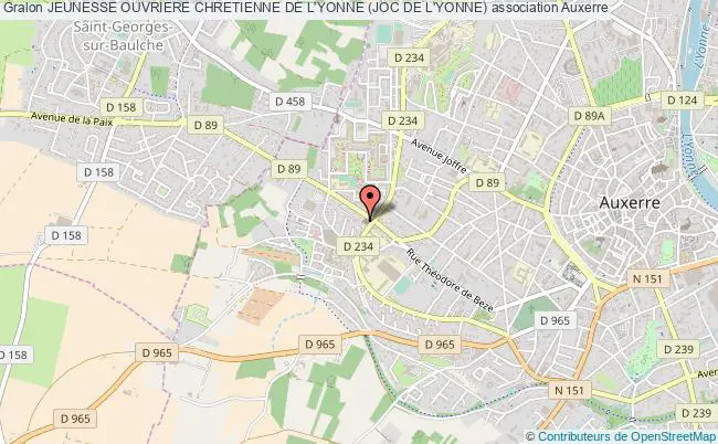plan association Jeunesse Ouvriere Chretienne De L'yonne (joc De L'yonne) Auxerre