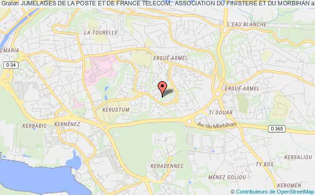 plan association Jumelages De La Poste Et De France Telecom,  Association Du Finistere Et Du Morbihan Quimper