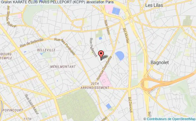 plan association Karate Club Paris Pelleport (kcpp) Paris