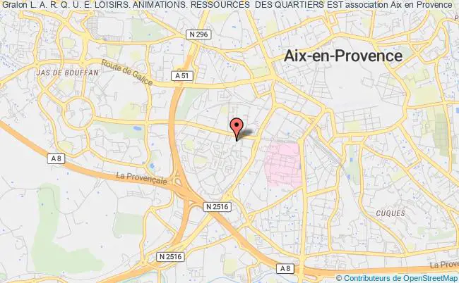 plan association L. A. R. Q. U. E. Loisirs. Animations. Ressources  Des Quartiers Est Aix-en-Provence