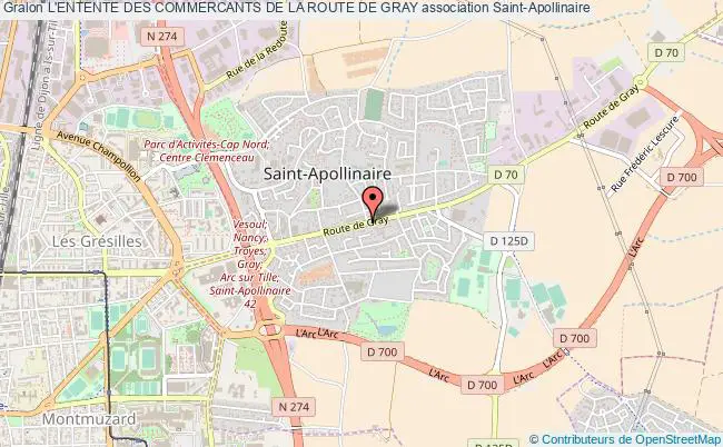 plan association L'entente Des Commercants De La Route De Gray Saint-Apollinaire