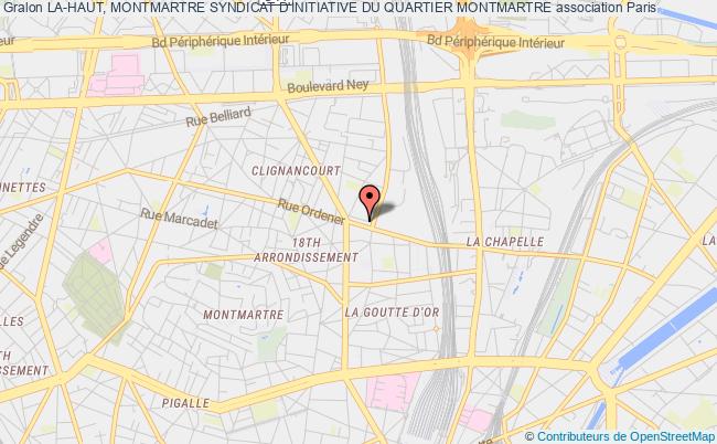 plan association La-haut, Montmartre Syndicat D'initiative Du Quartier Montmartre Paris