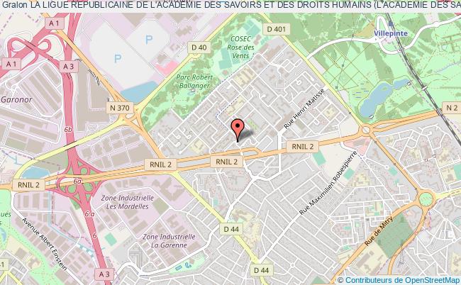 plan association La Ligue Republicaine De L'academie Des Savoirs Et Des Droits Humains (l'academie Des Savoirs) Aulnay-sous-Bois