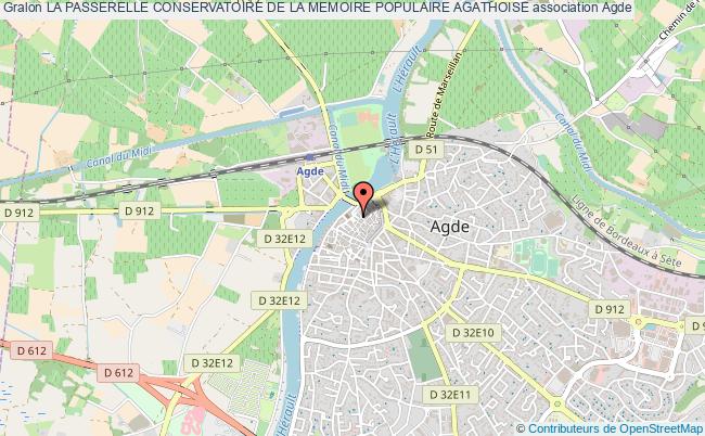 plan association La Passerelle Conservatoire De La Memoire Populaire Agathoise Agde