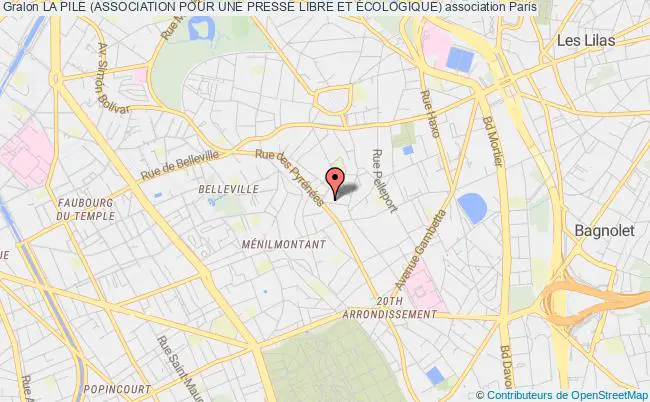 plan association La Pile (association Pour Une Presse Libre Et Écologique) PARIS