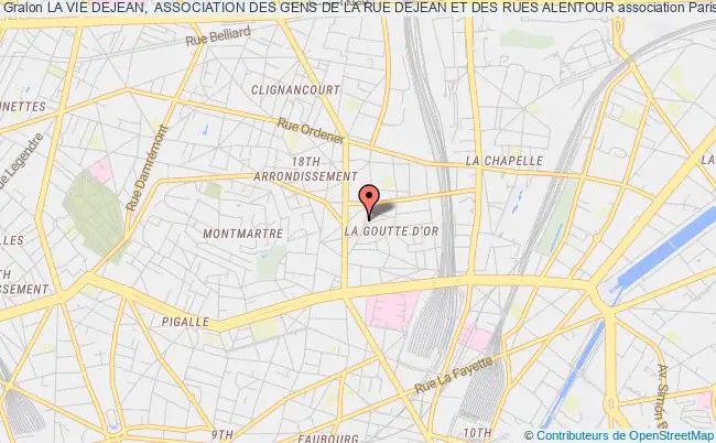 plan association La Vie Dejean,  Association Des Gens De La Rue Dejean Et Des Rues Alentour Paris 18e