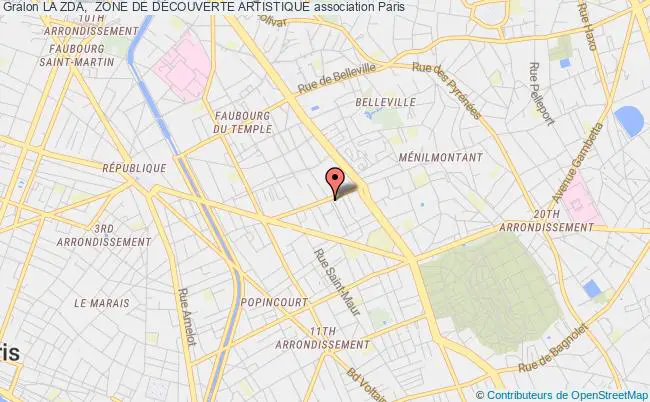 plan association La Zda,  Zone De DÉcouverte Artistique Paris