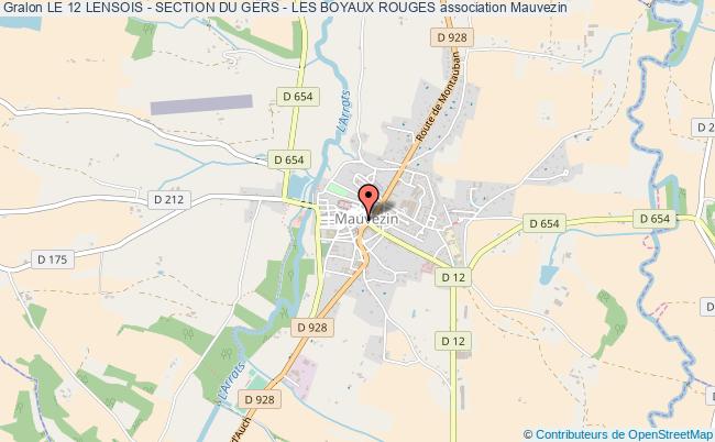 plan association Le 12 Lensois - Section Du Gers - Les Boyaux Rouges Mauvezin