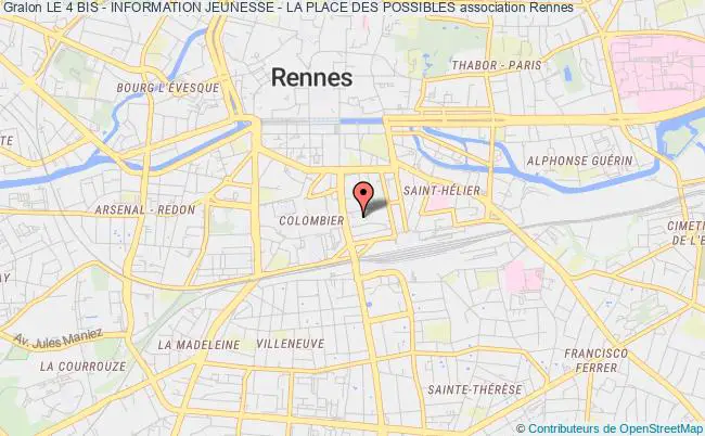 plan association Le 4 Bis - Information Jeunesse - La Place Des Possibles Rennes
