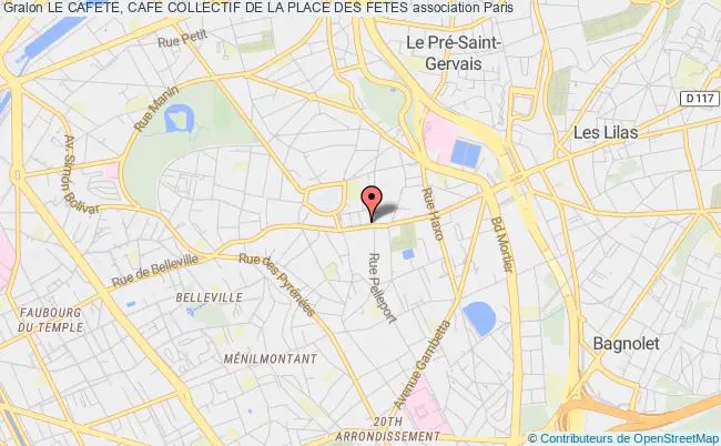 plan association Le Cafete, Cafe Collectif De La Place Des Fetes Paris