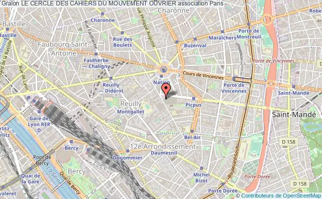 plan association Le Cercle Des Cahiers Du Mouvement Ouvrier Paris 12e