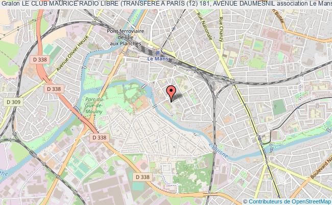 plan association Le Club Maurice Radio Libre (transfere A Paris (12) 181, Avenue Daumesnil Le    Mans