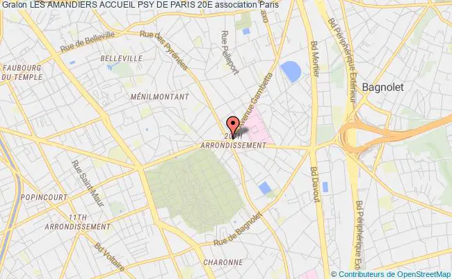 plan association Les Amandiers Accueil Psy De Paris 20e Paris