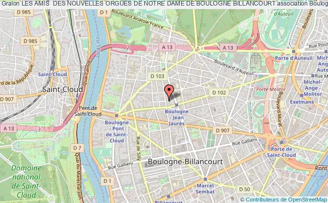 plan association Les Amis  Des Nouvelles Orgues De Notre Dame De Boulogne Billancourt Boulogne-Billancourt