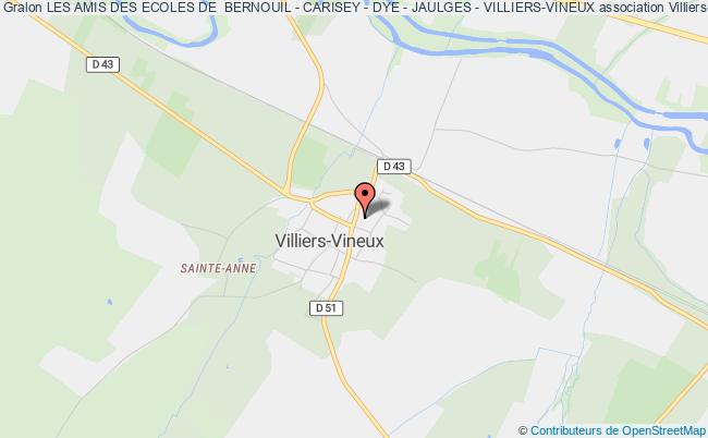 plan association Les Amis Des Ecoles De  Bernouil - Carisey - Dye - Jaulges - Villiers-vineux Villiers-Vineux