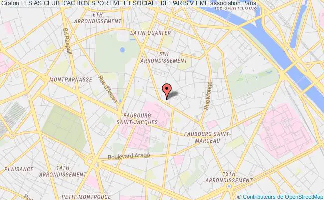 plan association Les As Club D'action Sportive Et Sociale De Paris V Eme Paris