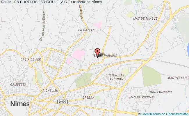 plan association Les Choeurs Farigoule. Nîmes
