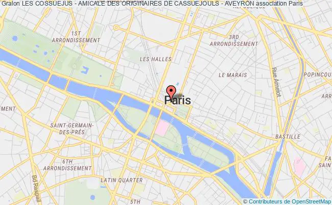 plan association Les Cossuejus - Amicale Des Originaires De Cassuejouls - Aveyron Paris