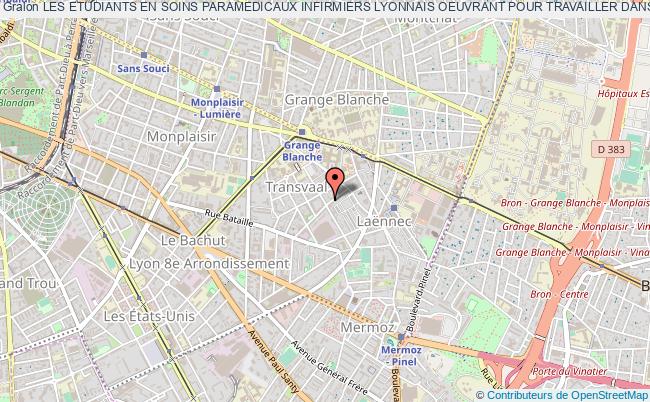plan association Les Etudiants En Soins Paramedicaux Infirmiers Lyonnais Oeuvrant Pour Travailler Dans Un Esprit De Solidarite (les Pilotes) Lyon