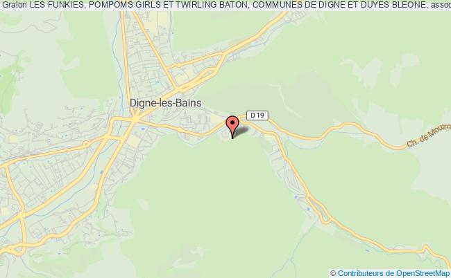 plan association Les Funkies, Pompoms Girls Et Twirling Baton, Communes De Digne Et Duyes Bleone. Digne-les-Bains