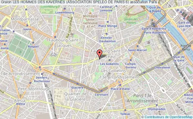 plan association Les Hommes Des Kavernes (association Speleo De Paris 6) Paris 13e