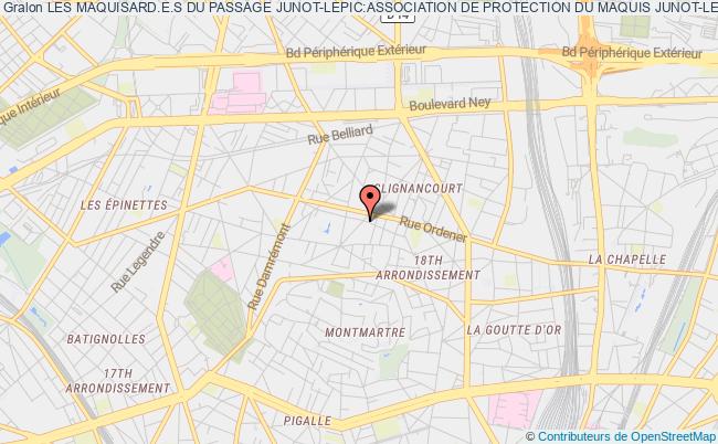 plan association Les Maquisard.e.s Du Passage Junot-lepic:association De Protection Du Maquis Junot-lepic À Montmartre Paris 18 Paris