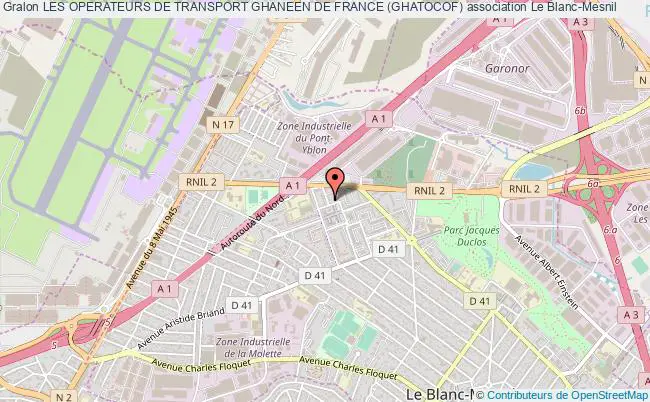 plan association Les Operateurs De Transport Ghaneen De France (ghatocof) Le    Blanc-Mesnil
