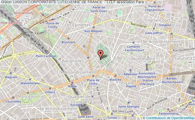 plan association Liaison Corporatiste Lutecienne De France  - Lclf Paris 18e
