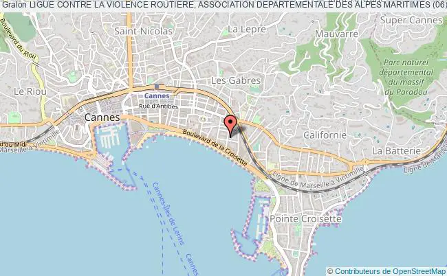 plan association Ligue Contre La Violence Routiere, Association Departementale Des Alpes Maritimes (06) - Region Provence Alpes Cote D'azur (paca) Cannes