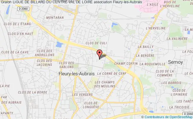 plan association Ligue De Billard Du Centre-val De Loire Fleury-les-Aubrais