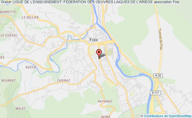 plan association Ligue De L'enseignement- Federation Des Oeuvres Laiques De L'ariege Foix