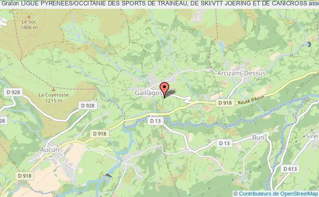 plan association Ligue Pyrenees/occitanie Des Sports De Traineau, De Ski/vtt Joering Et De Canicross Gaillagos