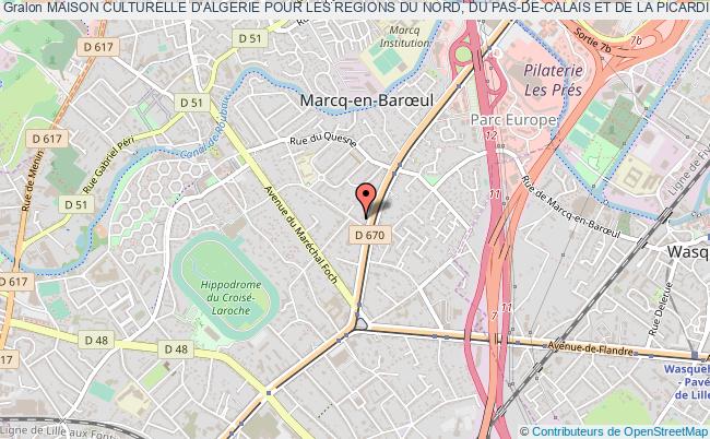 plan association Maison Culturelle D'algerie Pour Les Regions Du Nord, Du Pas-de-calais Et De La Picardie Marcq-en-Baroeul