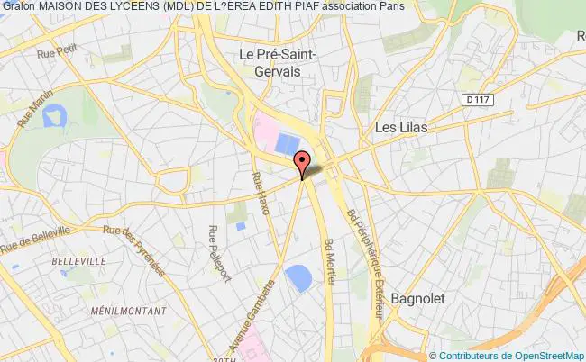 plan association Maison Des Lyceens (mdl) De L?erea Edith Piaf Paris