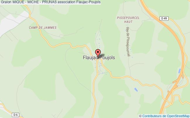 plan association Mique - Miche - Prunas Flaujac-Poujols