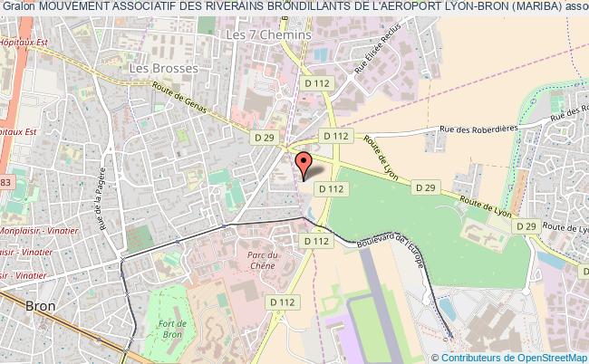 plan association Mouvement Associatif Des Riverains Brondillants De L'aeroport Lyon-bron (mariba) Bron